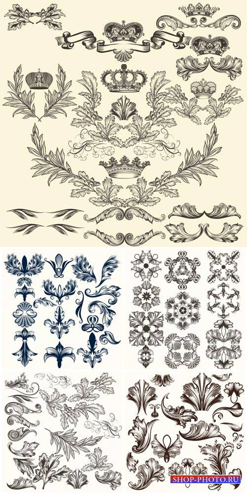 Vintage decorative elements, ornaments and swirls vector