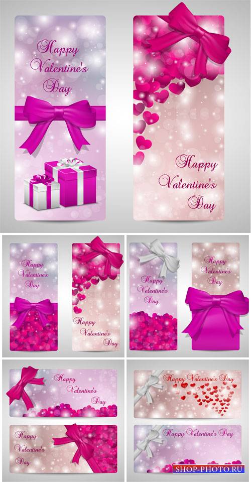 Valentine's Day vector hearts, gifts and ribbons