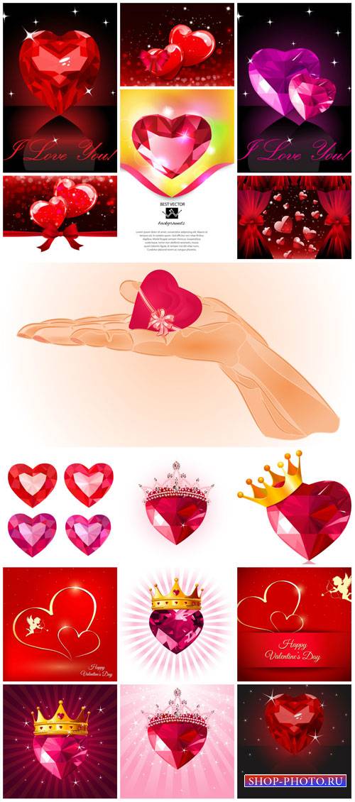 Valentine's Day vector, romantic backgrounds, hearts