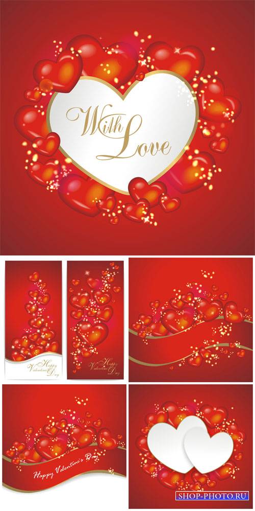 Valentine's Day, backgrounds, banners, hearts, vector # 3