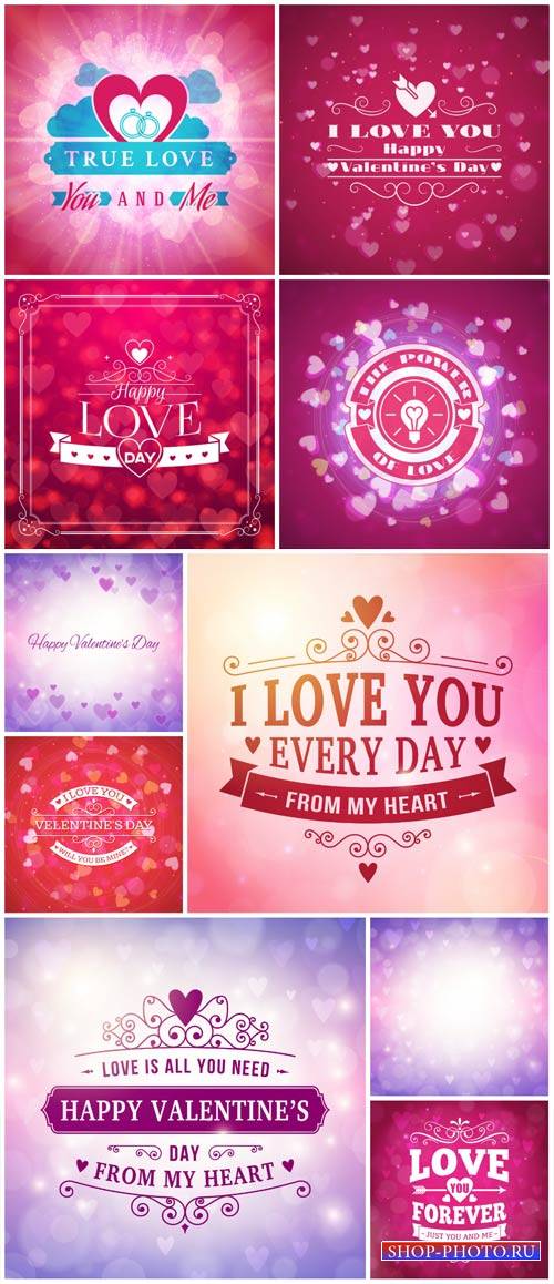 Valentine's Day, backgrounds, vector hearts # 11