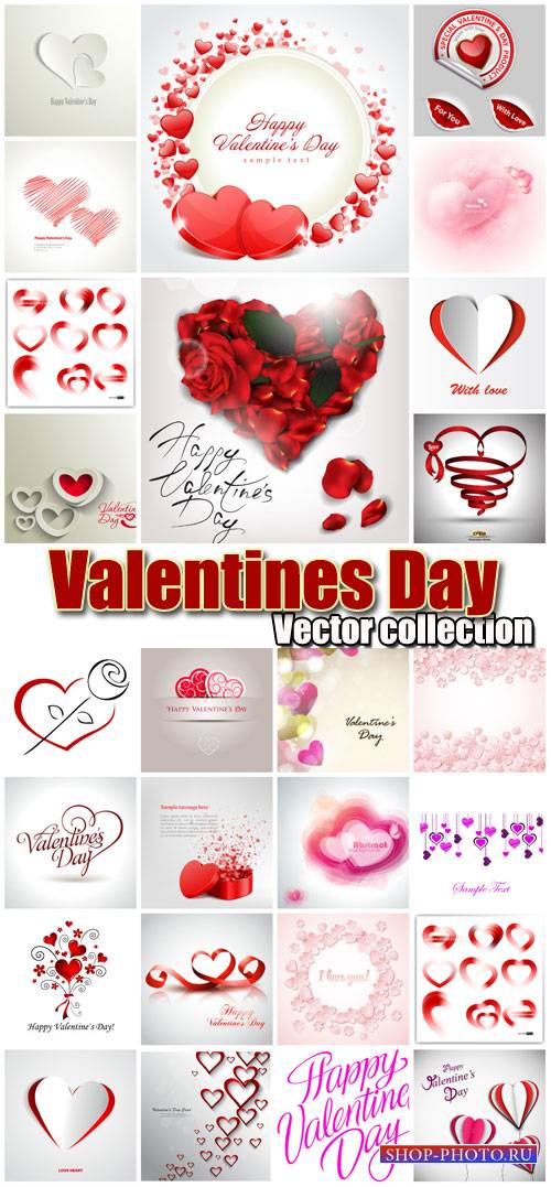 Valentine's Day romantic backgrounds, vector hearts # 12