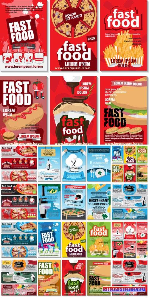 Labels fast food, restaurant menu vector