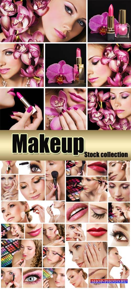 Makeup, beautiful women - Stock Photo