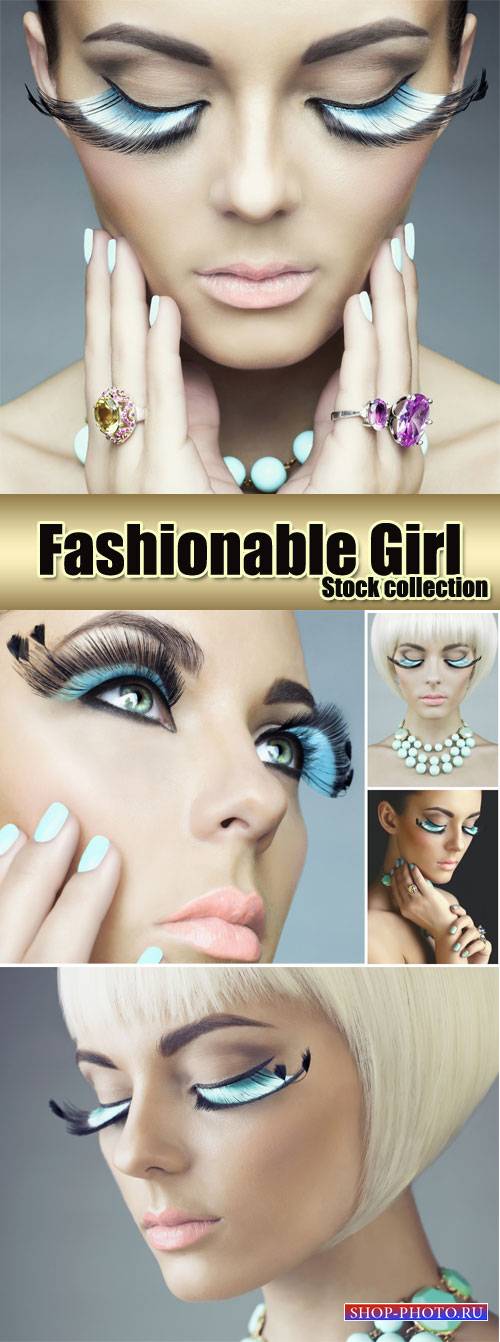 Fashionable women, creative makeup - stock photos