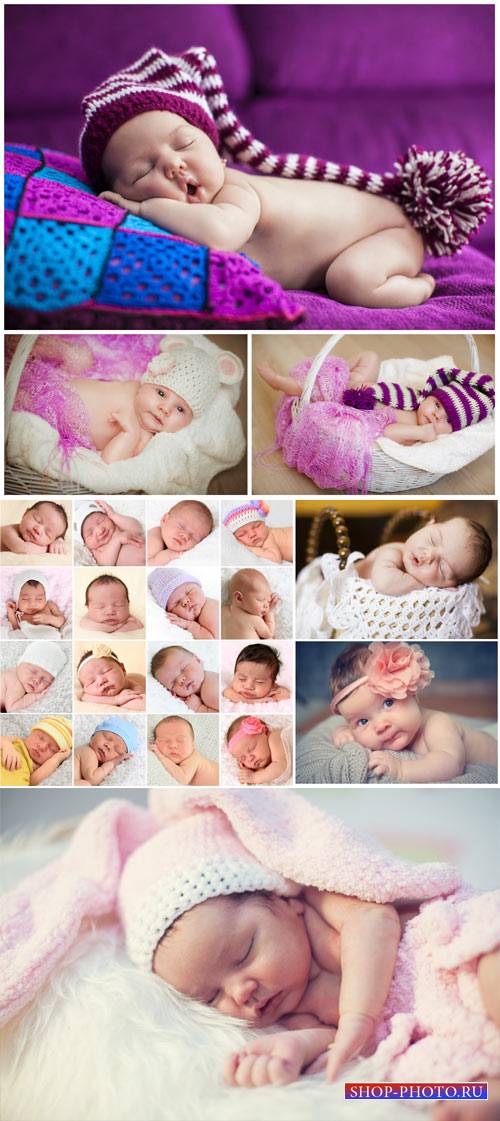 Little kids, sleeping baby - stock photos
