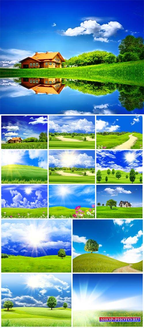 Natural landscapes, fields and river - stock photos
