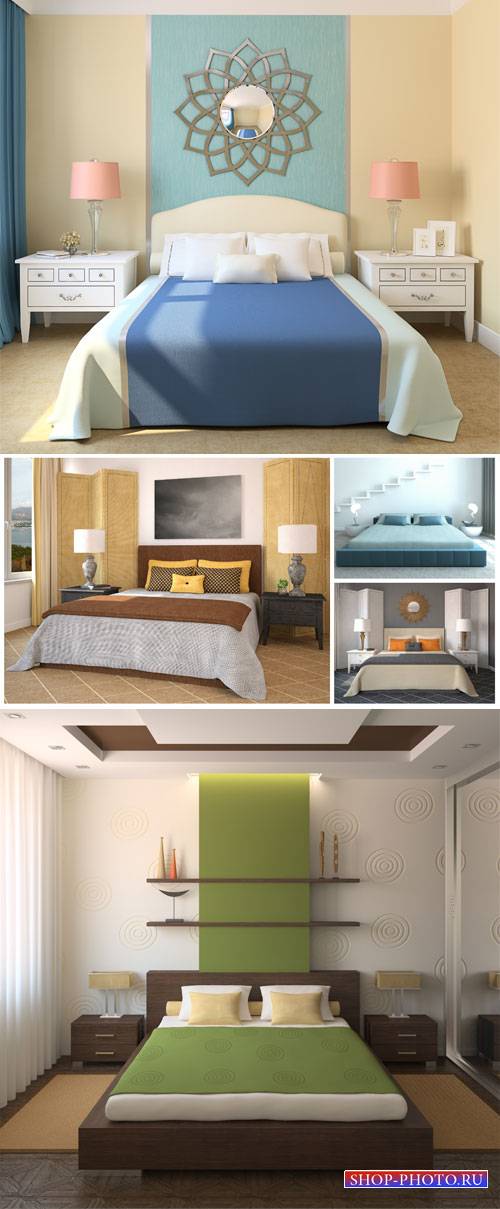 Bedroom interior, beautiful room design - stock photos