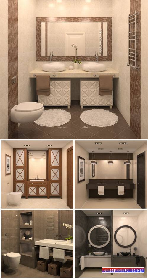 Bathroom interior in shades of brown - stock photos