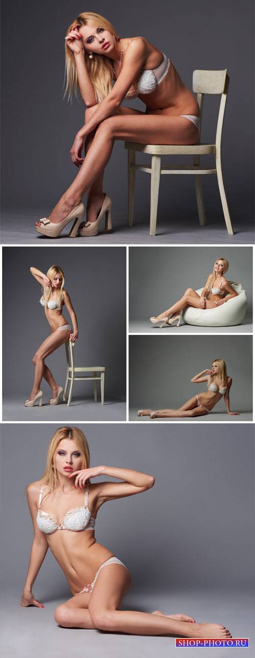 Girl in lingerie in different positions - Stock photo