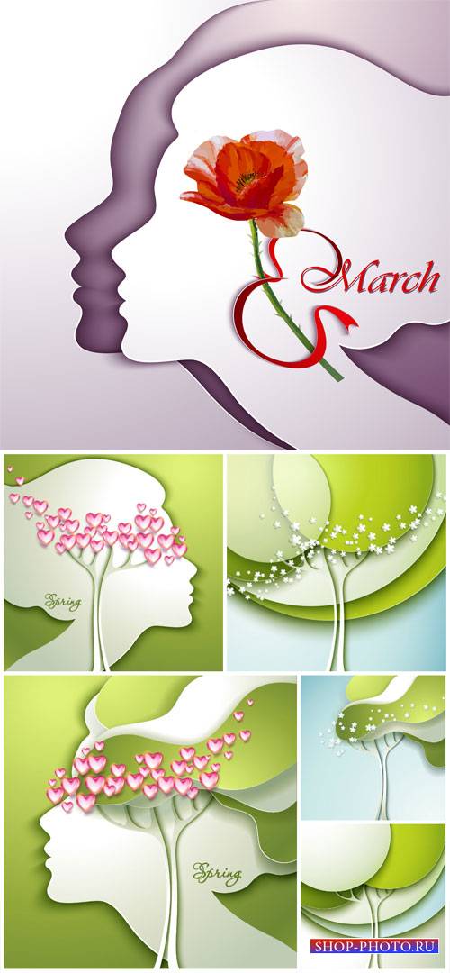 Spring vector backgrounds, women's day