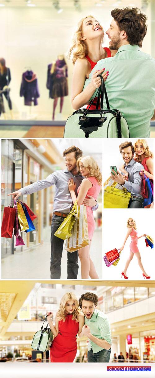 Man with a woman doing shopping - stock photos