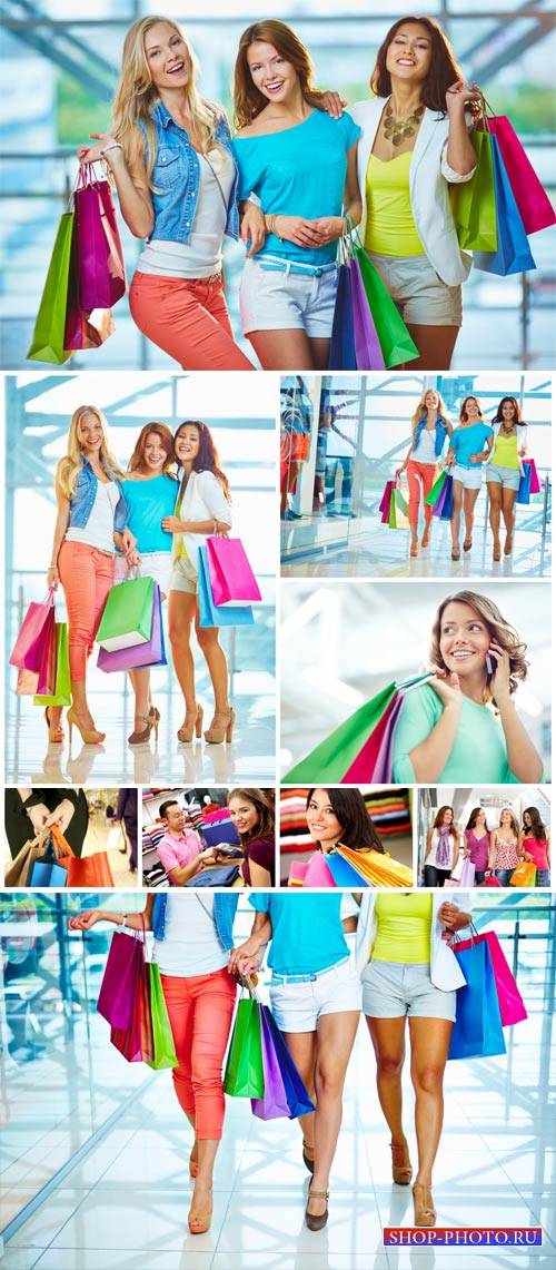 Fashionable girl and shopping - stock photos