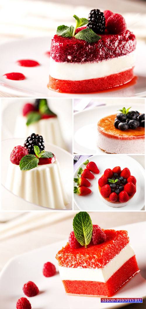 Gourmet dessert with fruits and berries - stock photos