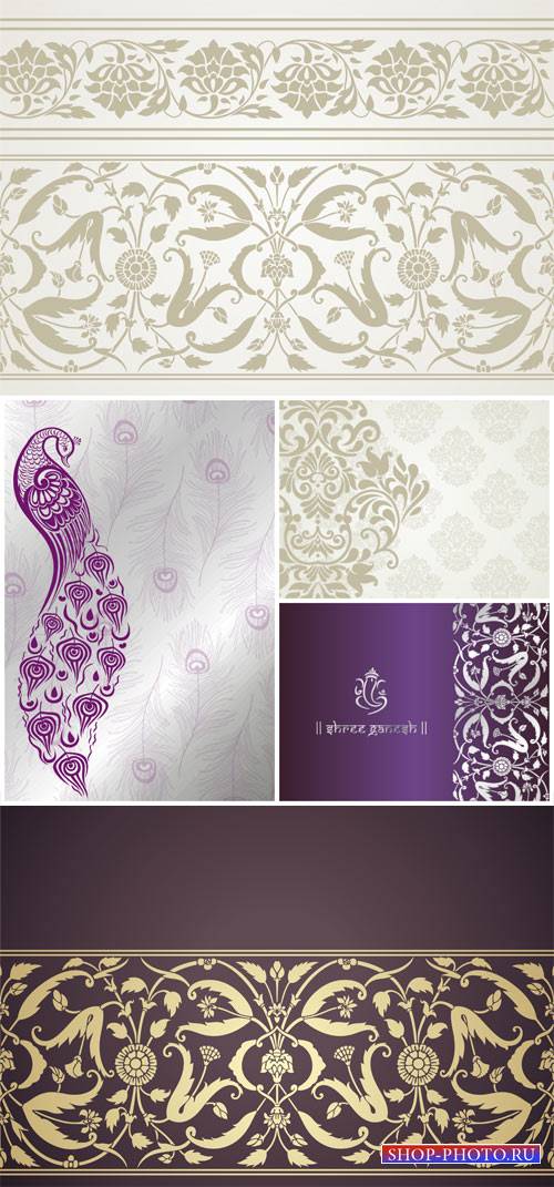 Vector backgrounds with indian patterns and ornaments