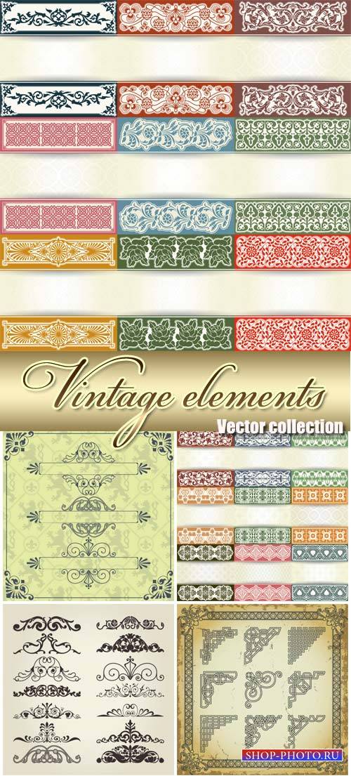Vintage decorative elements in the vector, ornaments and patterns