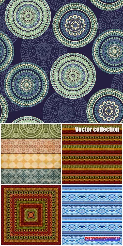 Vector backgrounds with different patterns, vintage backgrounds