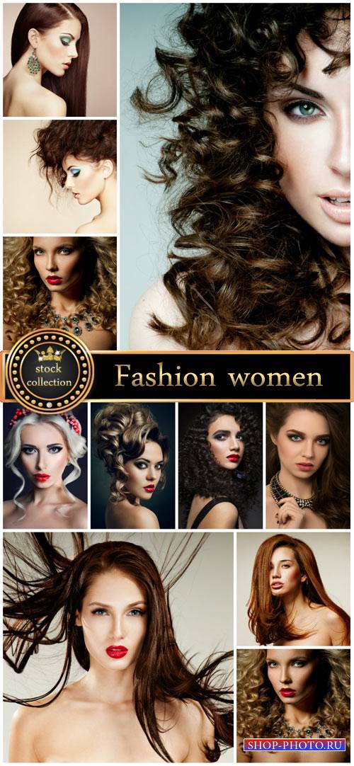 Fashionable women, beautiful hairstyles stock photos