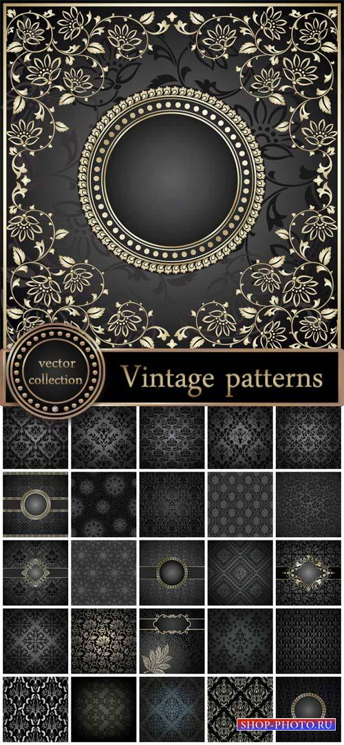 Vintage pattern, black backgrounds vector