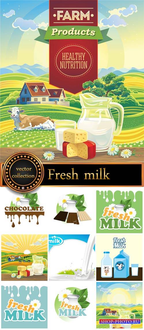 Fresh milk, vector backgrounds
