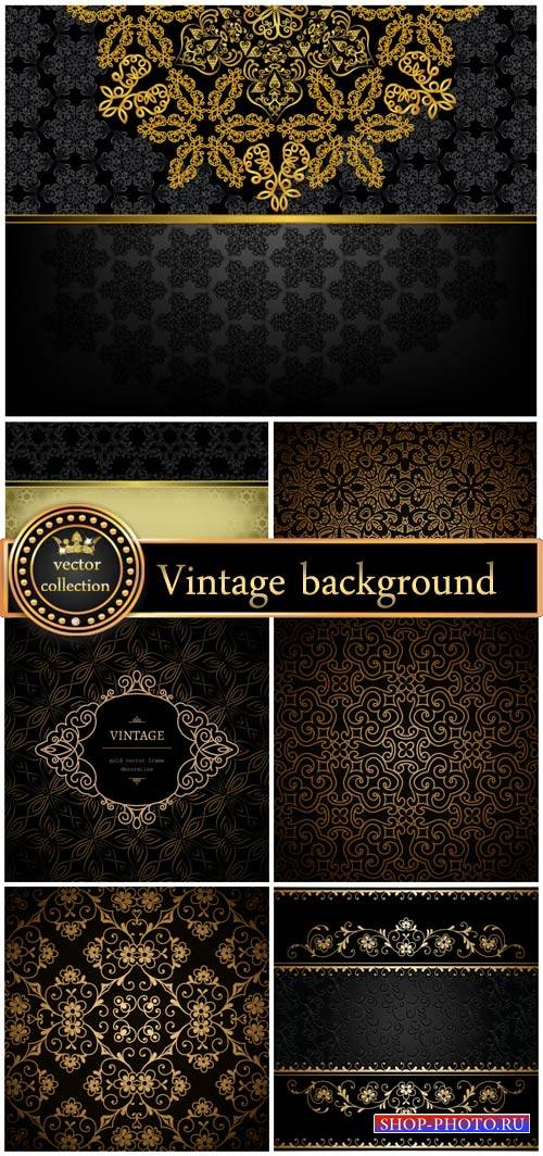 Black vintage backgrounds vector backgrounds with patterns