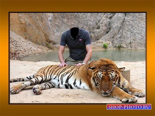 Photoshop шаблон - Рядом с большим тигром
