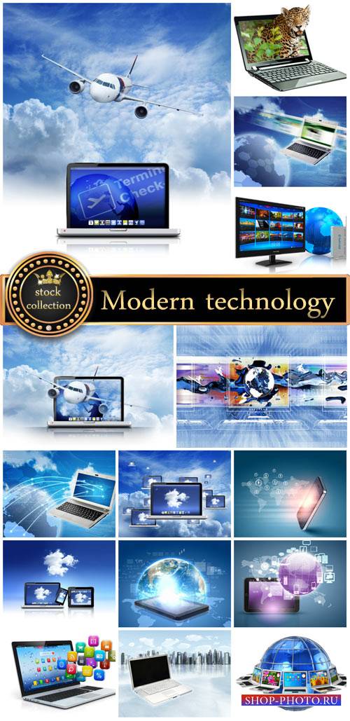 Modern technology, laptops - stock photos