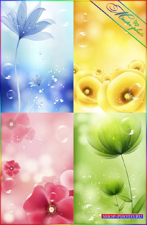 Набор многослойных PSD исходников для фотошопа - Colour_Flowers