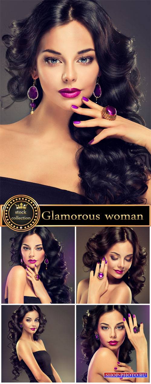 Glamorous woman with beautiful jewels - stock photos