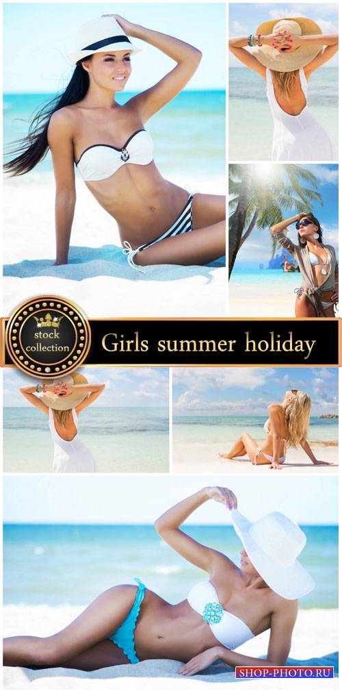 Girls summer vacation by the sea - stock photos