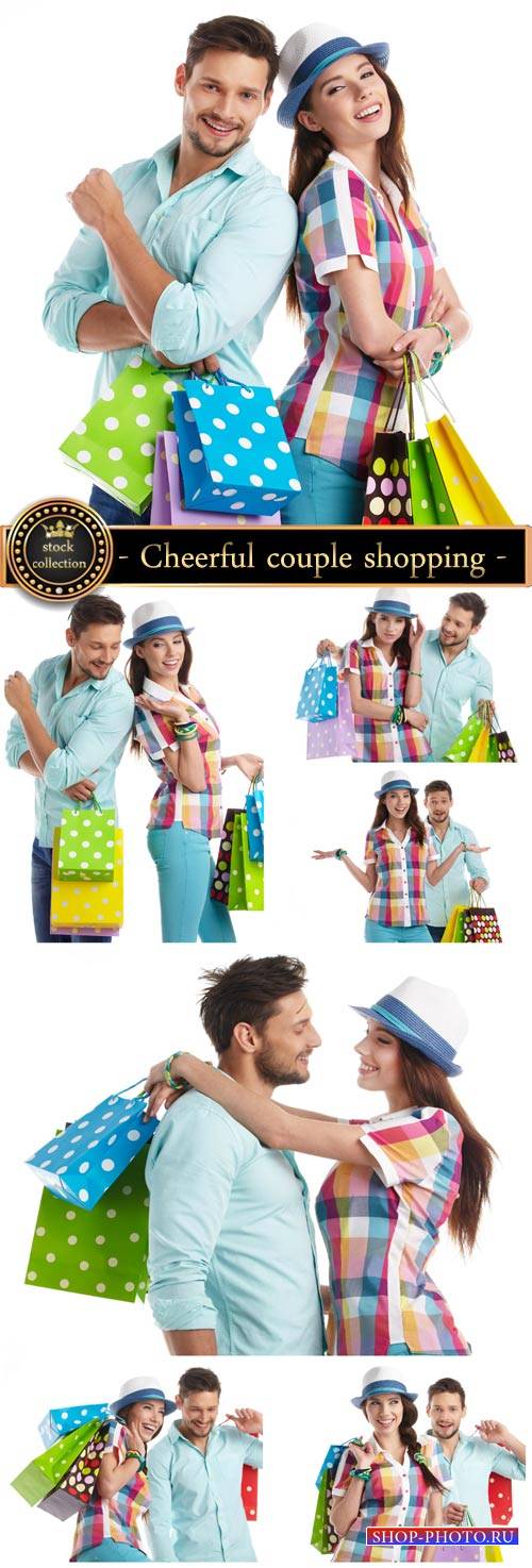 Cheerful couple shopping - Stock photo
