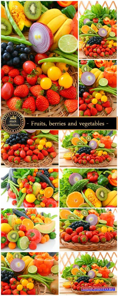 Fresh fruits, berries and vegetables - stock photos