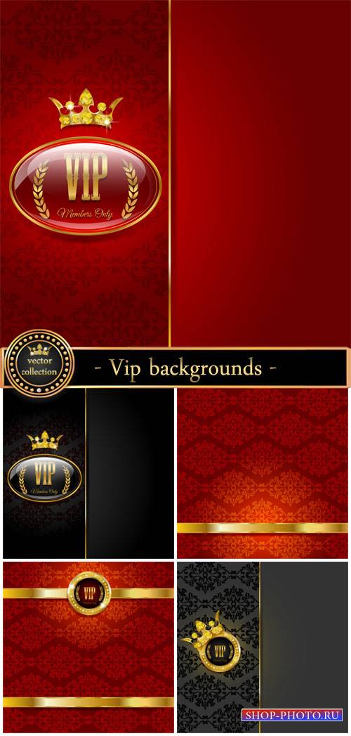 Vip backgrounds, red and black vector backgrounds with patterns