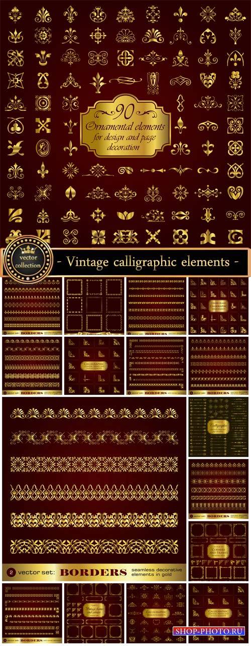 Vintage borders, and calligraphic elements vector