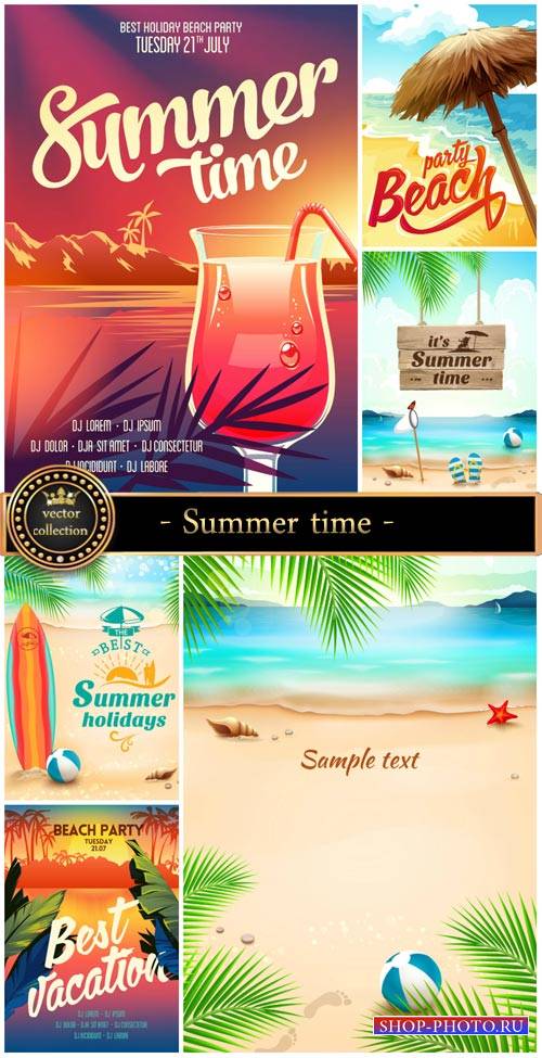 Summer time, vector sea background