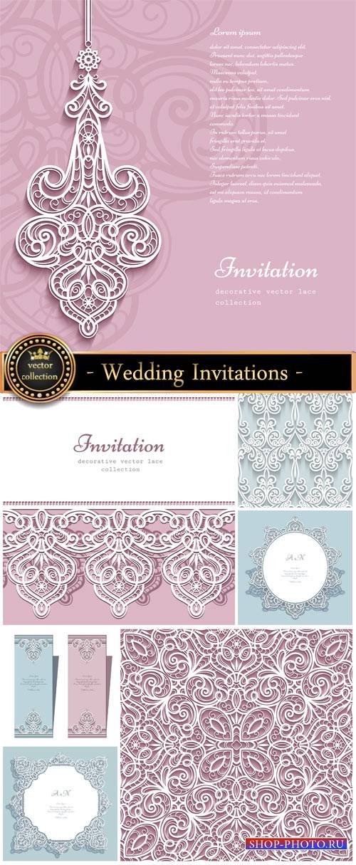 Wedding Invitations in the vector backgrounds with patterns