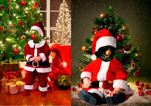 Шаблоны для фотошопа  - Маленькие Санта Клаусы