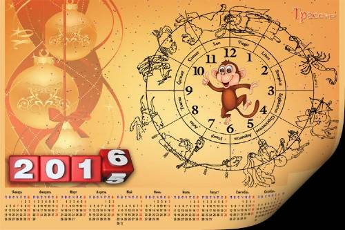 Шуточный календарь 2016 - огненная обезьяна и знаки зодиака