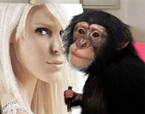  Рамка для фотошопа - Рисующая шимпанзе 
