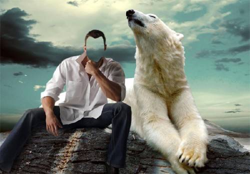  Photoshop шаблон - С белым медведем 