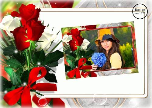 Рамка для фотошопа – Букет прекрасных роз