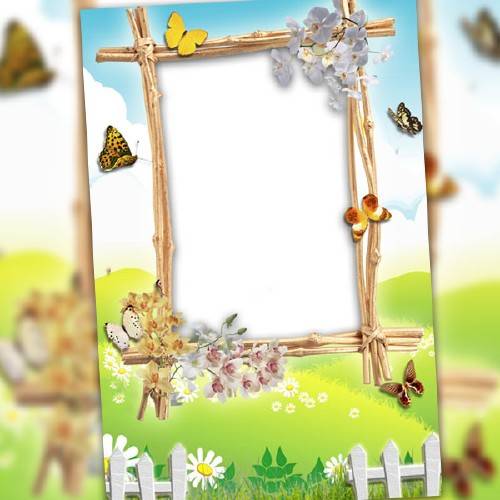  Рамка для фотомонтажа - Весенние бабочки 