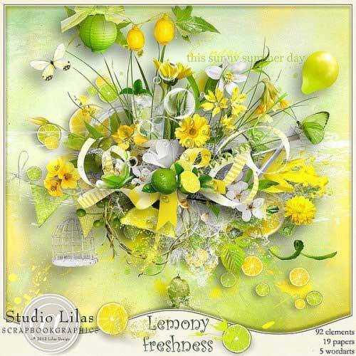 Яркий цветочный скрап-набор - Лимонная свежесть