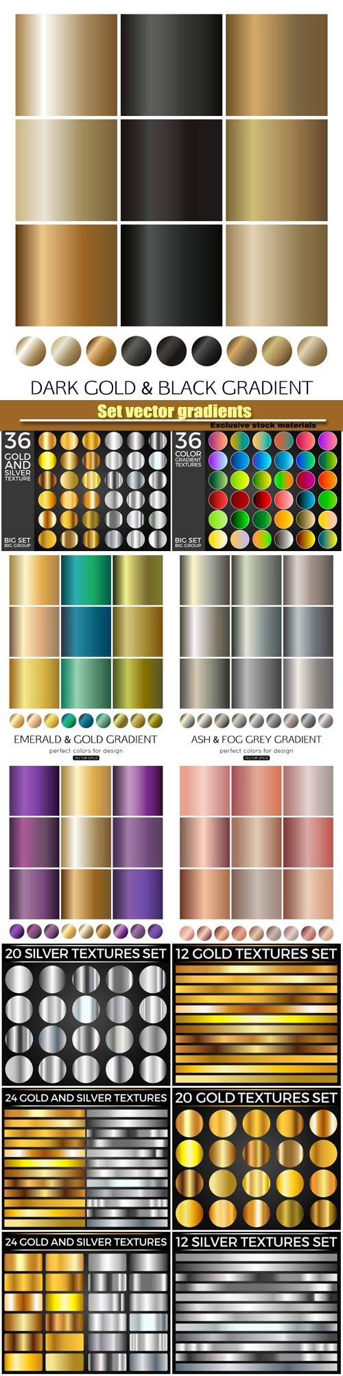 Set vector gradients, gold gradients for fashion background