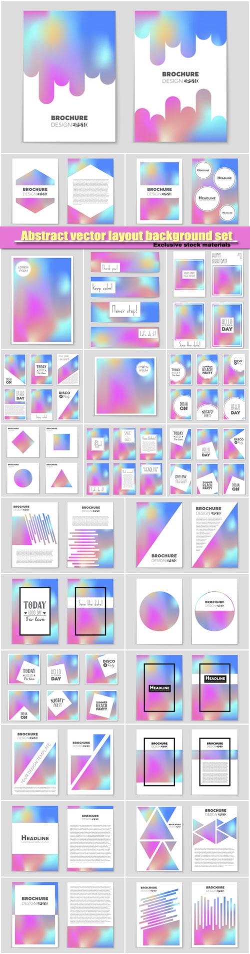 Abstract vector layout background set, template design, brochure and card set