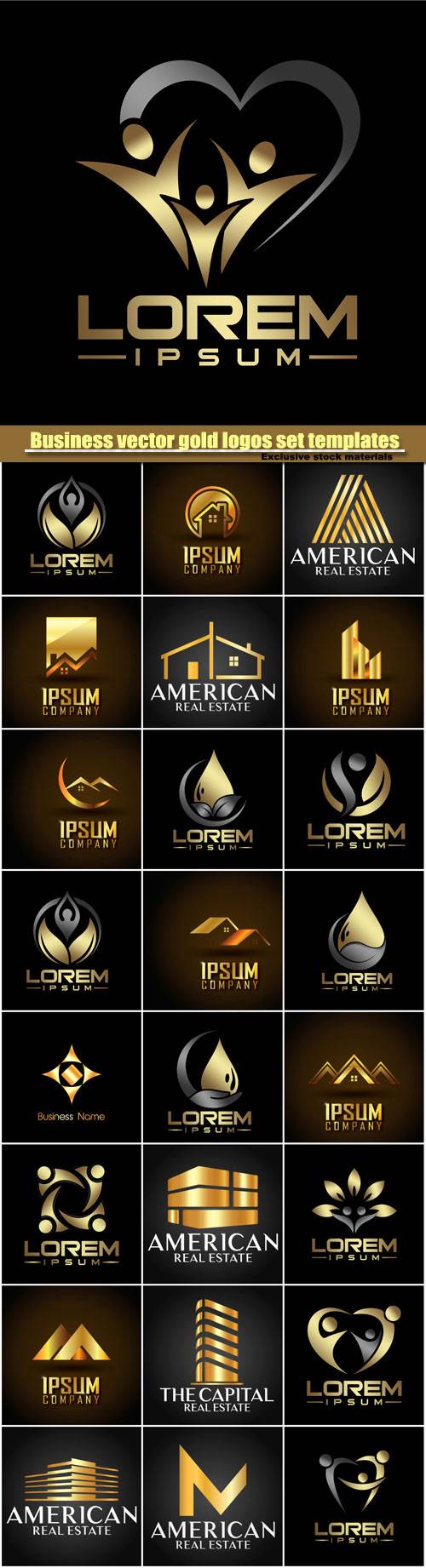 Business vector gold logos set templates