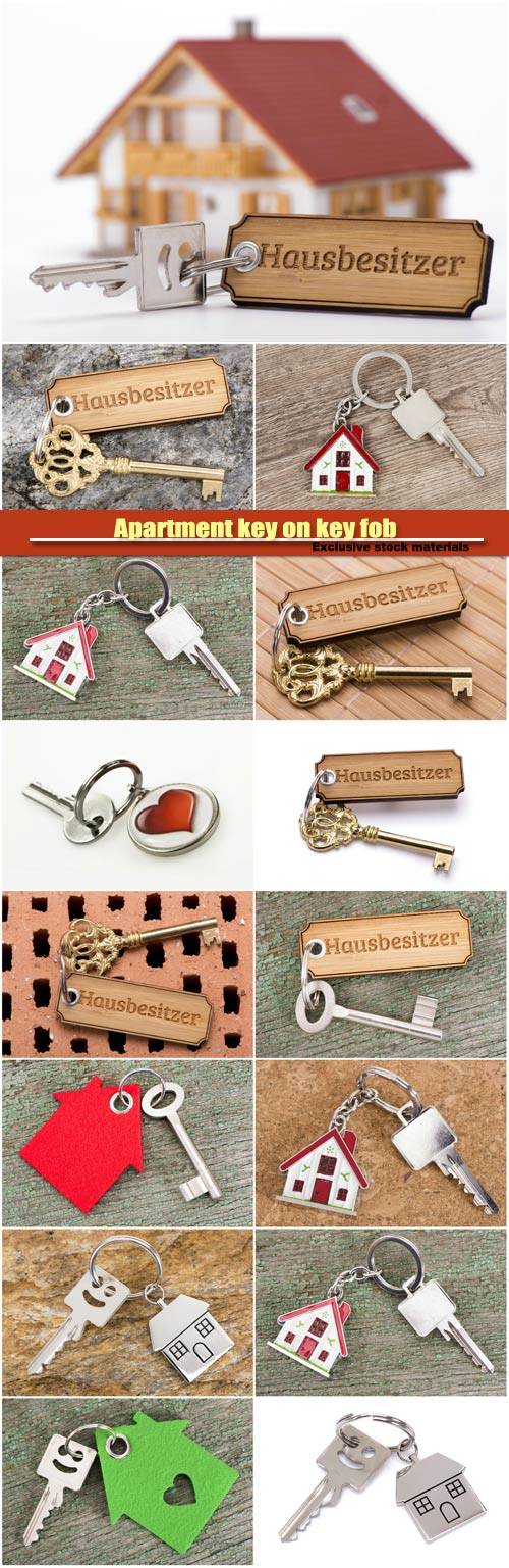 House key and apartment key on key fob