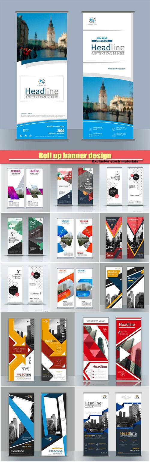 Roll up banner design, brochure flyer vertical template