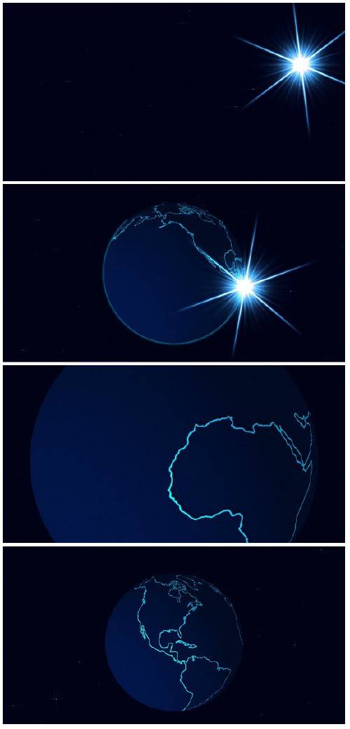 Video footage Blue ribbons draws a symbolic globe in the center of the scre ...