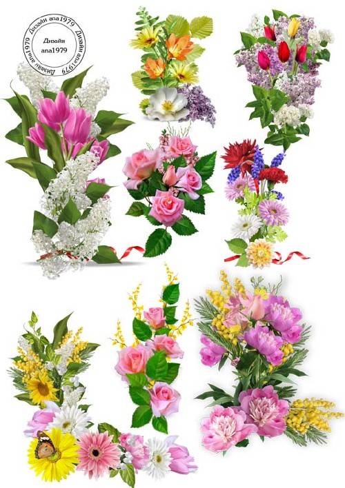 Клипарт для фотошопа в png – Букеты любимых цветов